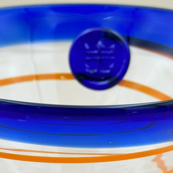 Pair of Royal Caribbean Cocktail Dessert Glasses Orange Cobalt Swirl - Picture 5 of 8